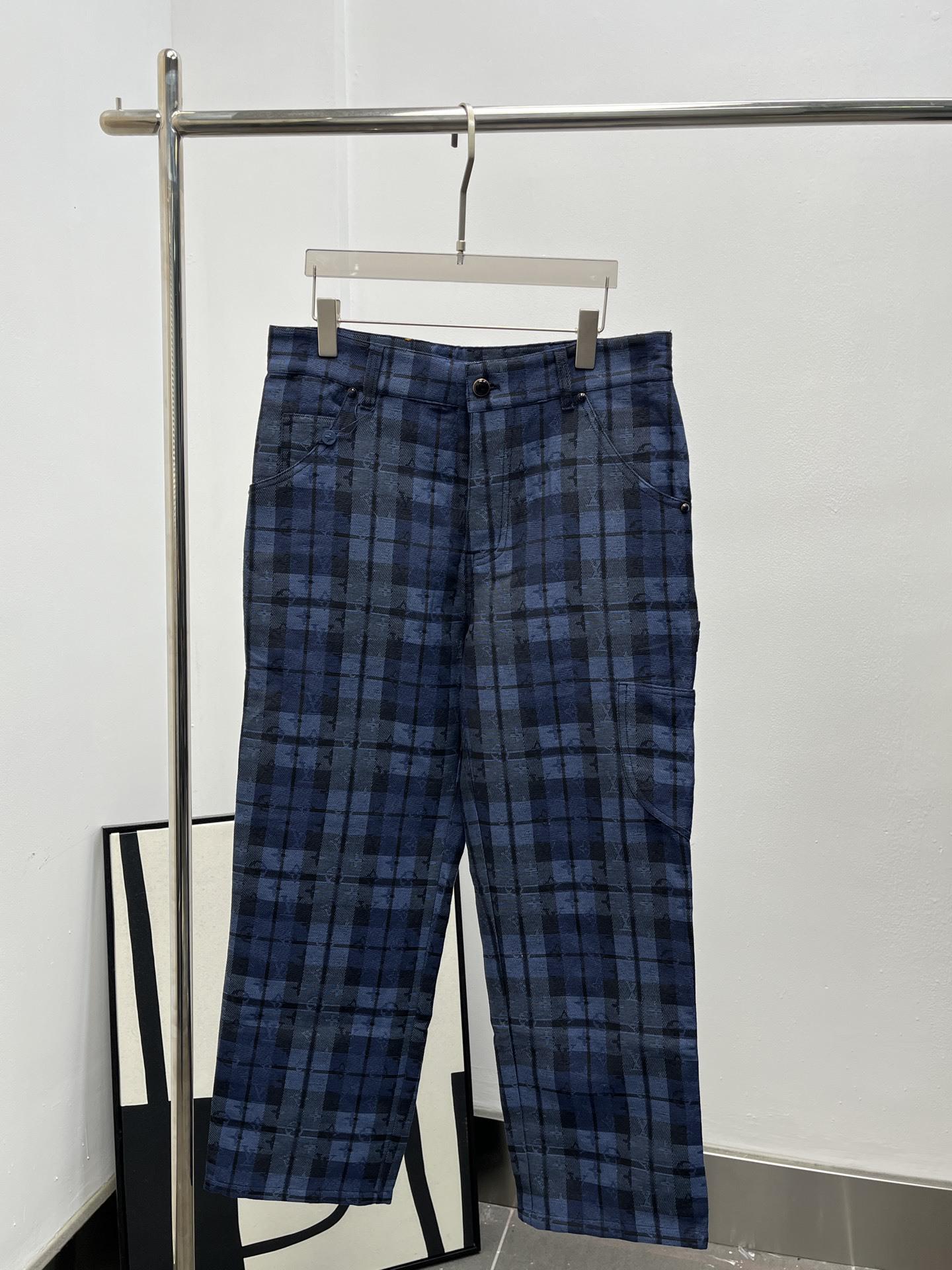 

Unisex High-Quality Plaid Denim Jacquard Jacket Shirt and Jeans Set Small