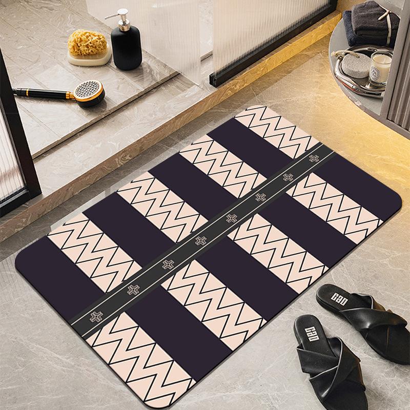 Retro and Minimalist Bathroom Absorbent Pad Entrance Non Slip Rug Bohemian Geometric Pattern Home Decoration