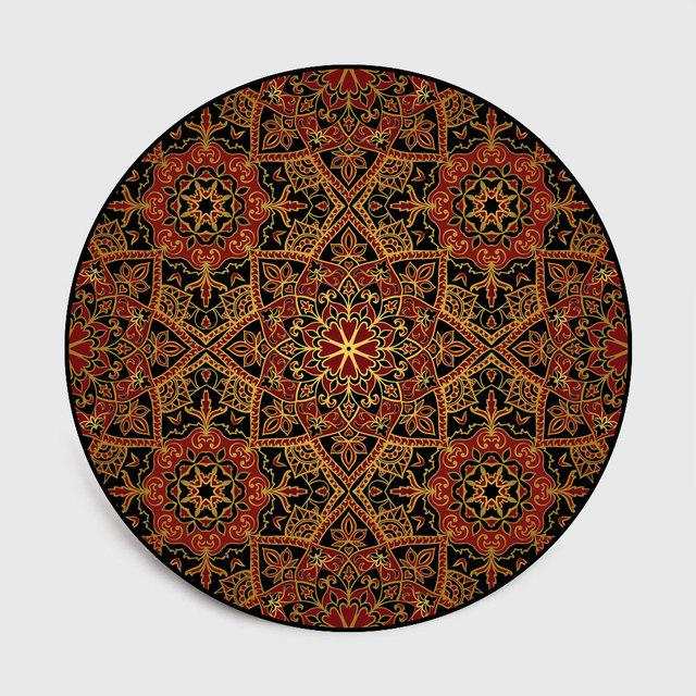 Ethnic Style Vintage Mandala Rug Round Rug Balcony Hanging Basket Living Room Decorative Floor Mat Anti -Slip Area Rug