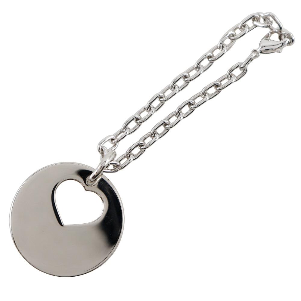 Cartier Heart Key Ring Bag Charm Silver Metallic Heart Women Used
