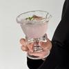 Cute Bow Handle Glass Cup Flower Shaped Wine Champagne Cocktail Glass Goblet Cup Dessert Bows