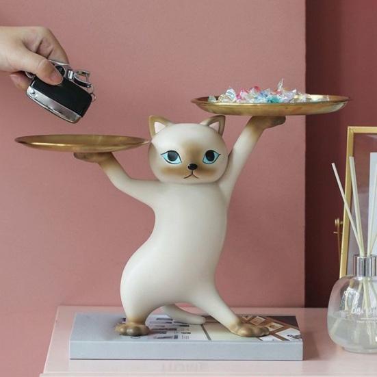 Dancing Cat Animation Resin Figure Creative Cartoon Sand Sculpture Cat Ornament for Living Room Housewarming