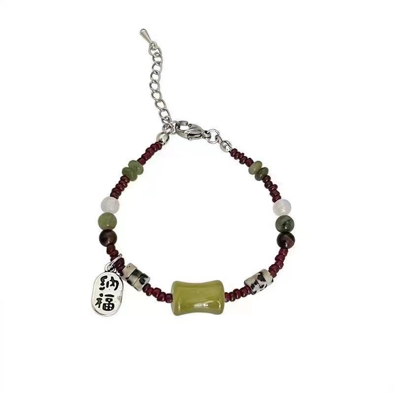 

Lucky Nafu natural stone beaded bracelet women s niche bracelet New Chinese design jewelry
