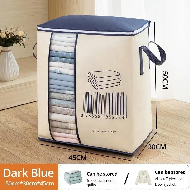 Non-Woven Foldable Storage Bag Transparent Visual Window Quilt Futon Organizer Household Bedding Home Storage Organization Bags