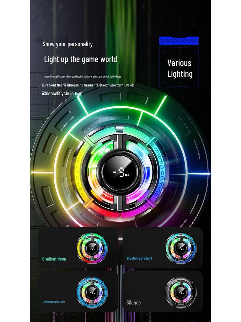 MEMO CX15: AI-Controlled Magnetic Wireless Phone Cooler with Dual-Use, Colorful Version & Light Toggle