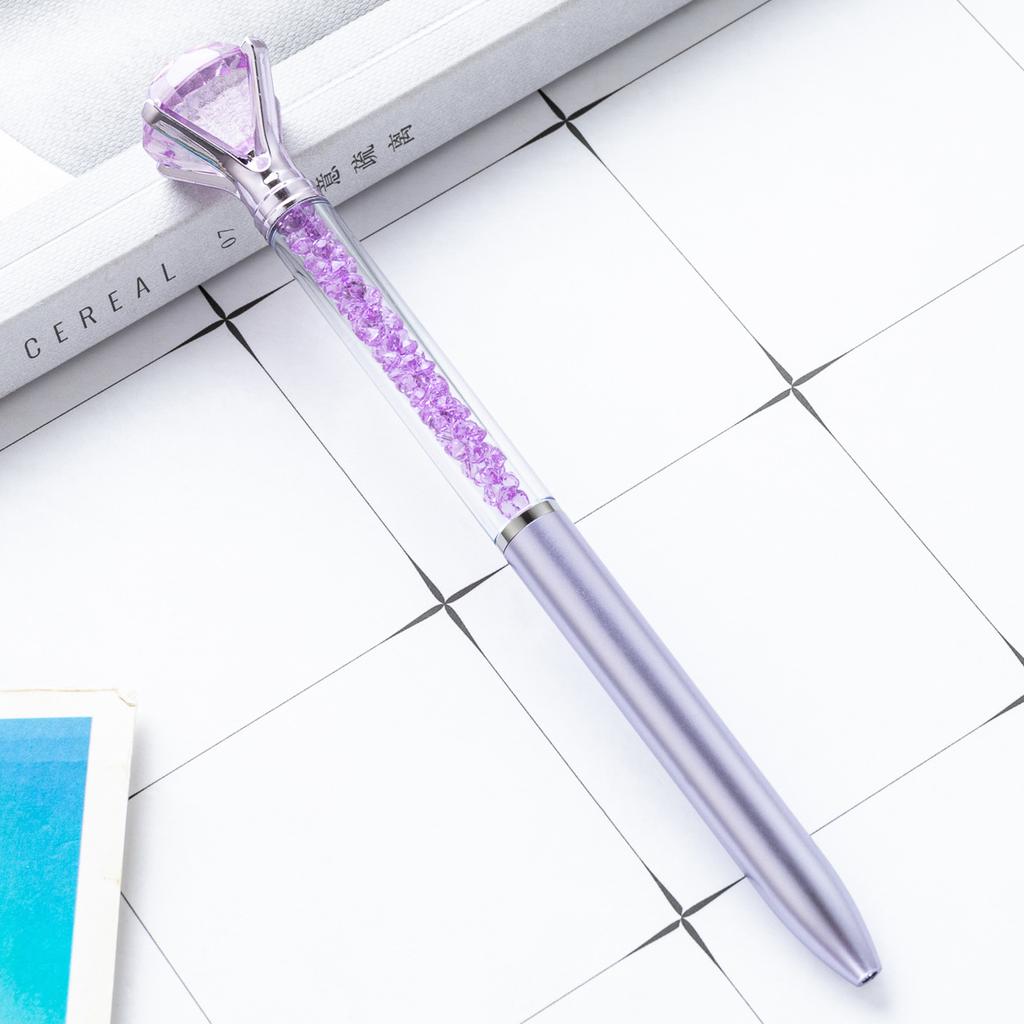 Large Diamond Ballpoint Pen Crystal Rotating Black Refill Pen Imitation Metal Luxury Office Oil Ball Point Pen School Supplies