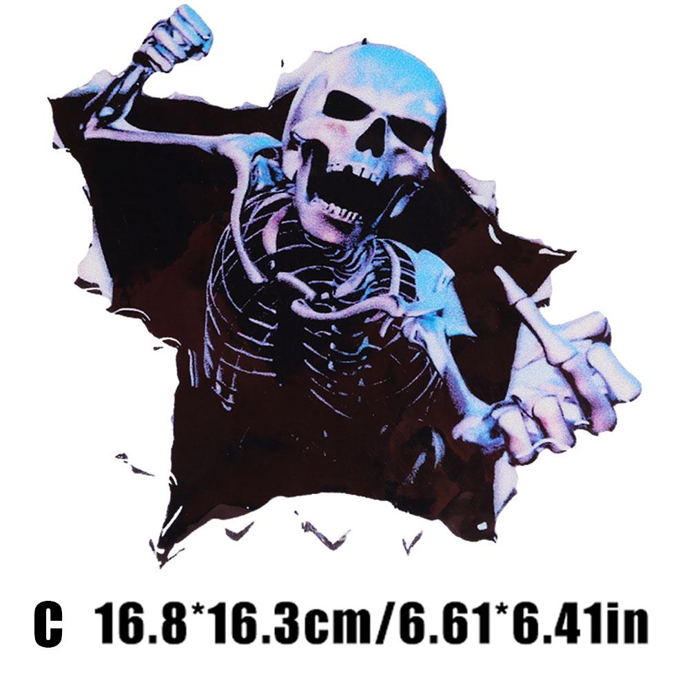 Car Metal Skull Reflective Sticker Horror Peeking Skull Head PET Reflective Film Decal Auto Motorcycle Body Styling Modification