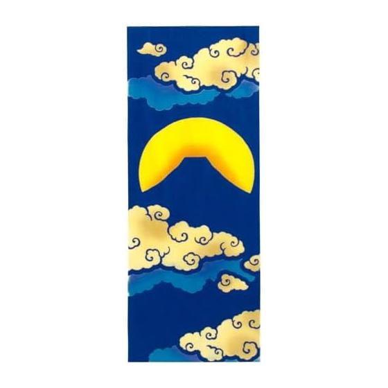 Prairie Dog Tenugui Hand Towel - Tsukimi Fuji (Moon Viewing Fuji) TE-546, Dyed, 100% Cotton, Made in Japan, Approx. 33x90cm