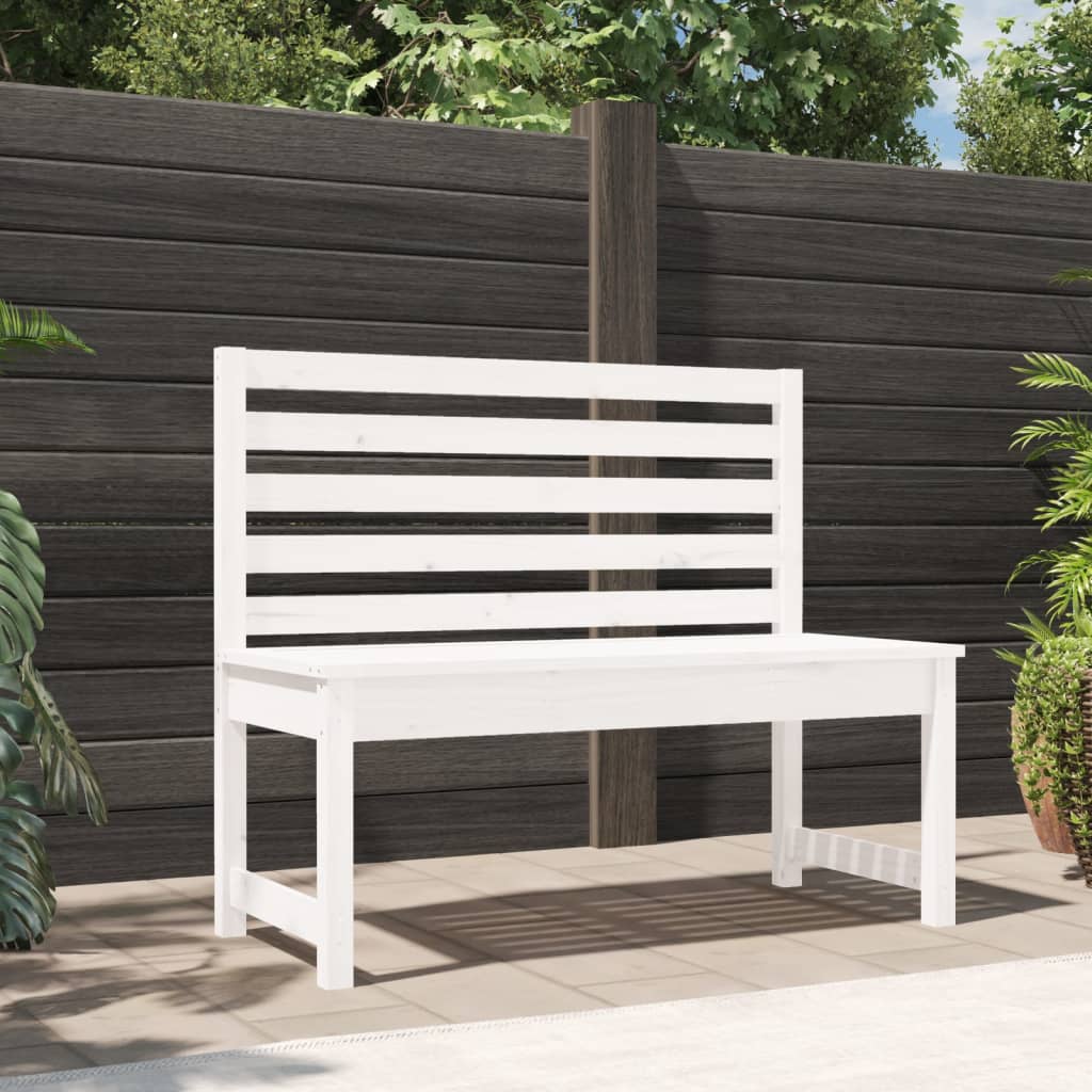 Garden Bench White 109 cm Solid Pine Wood
