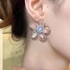 Zircon Crystal Petal Earrings Atmosphere 2025 Flower Stud Earrings