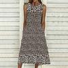 Women Oversized Sleeveless Crew Neck Dress Soft Watercolor Floral Loose Mid Calf Gown