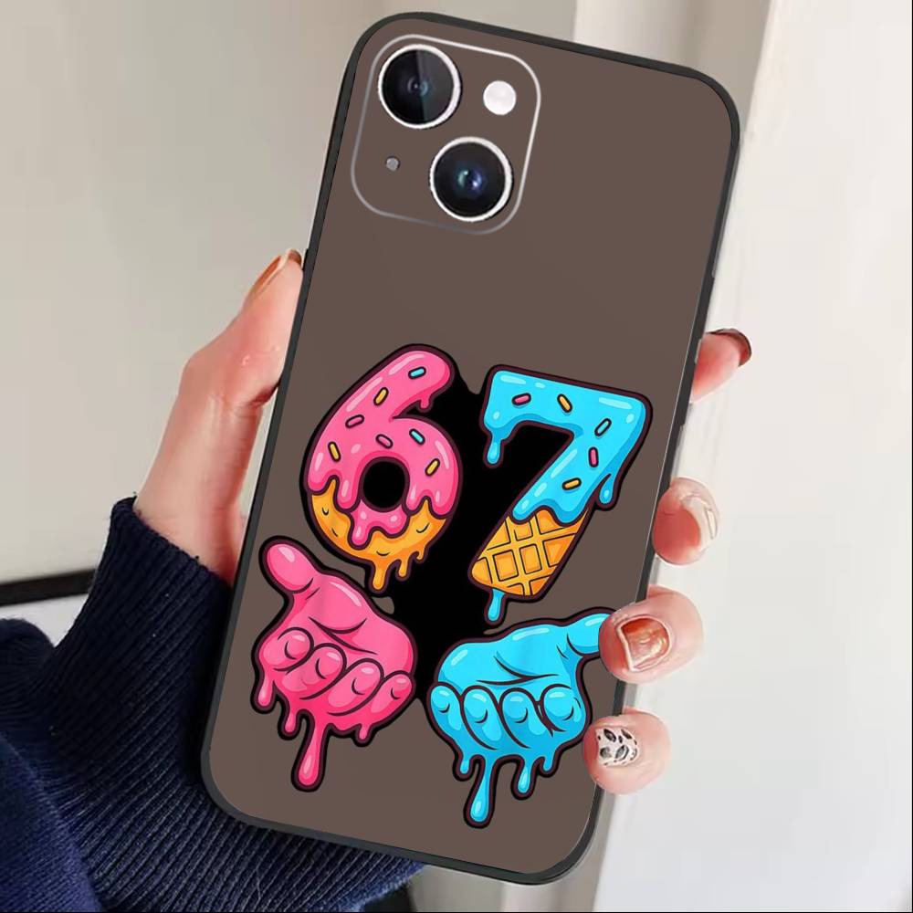 

Six Seven S-67 Phone Case For iPhone17,16,15,14,13,12 Plus,Max Soft Silicone Black Cover iPhone12