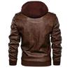 Men's Vintage PU Leather Motorcycle Jacket with Detachable Hood - Autumn/Winter