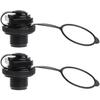 2Pcs Black Air Valve Inflatable Kayak Screw Air Valve Spiral Air Plugs Replacement Raft Canoe Airbed PVC Boat Gloves Drysuits Kayaking Water Sports