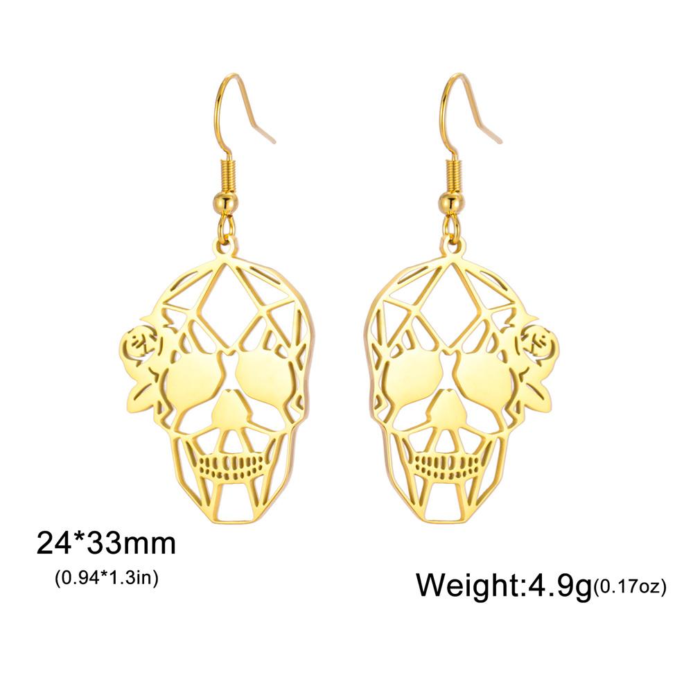 My Shape Gothic Skull Bone Earrings Stainless Steel Dangle Earrings Skeleton Hanging Earrings Cocktail Party Halloween Jewelry
