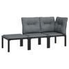 3 Piece Garden Lounge Set In Black and Grey Poly Rattan