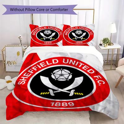 Sheffield United FC Wzór Pościel Pikowana Zestaw Kołdra Poszewka na Poduszkę Dekoracja Domu Prezent Urodzinowy (1 * poszewka na kołdrę + 2 * poszewka na poduszkę bez wypełnienia)