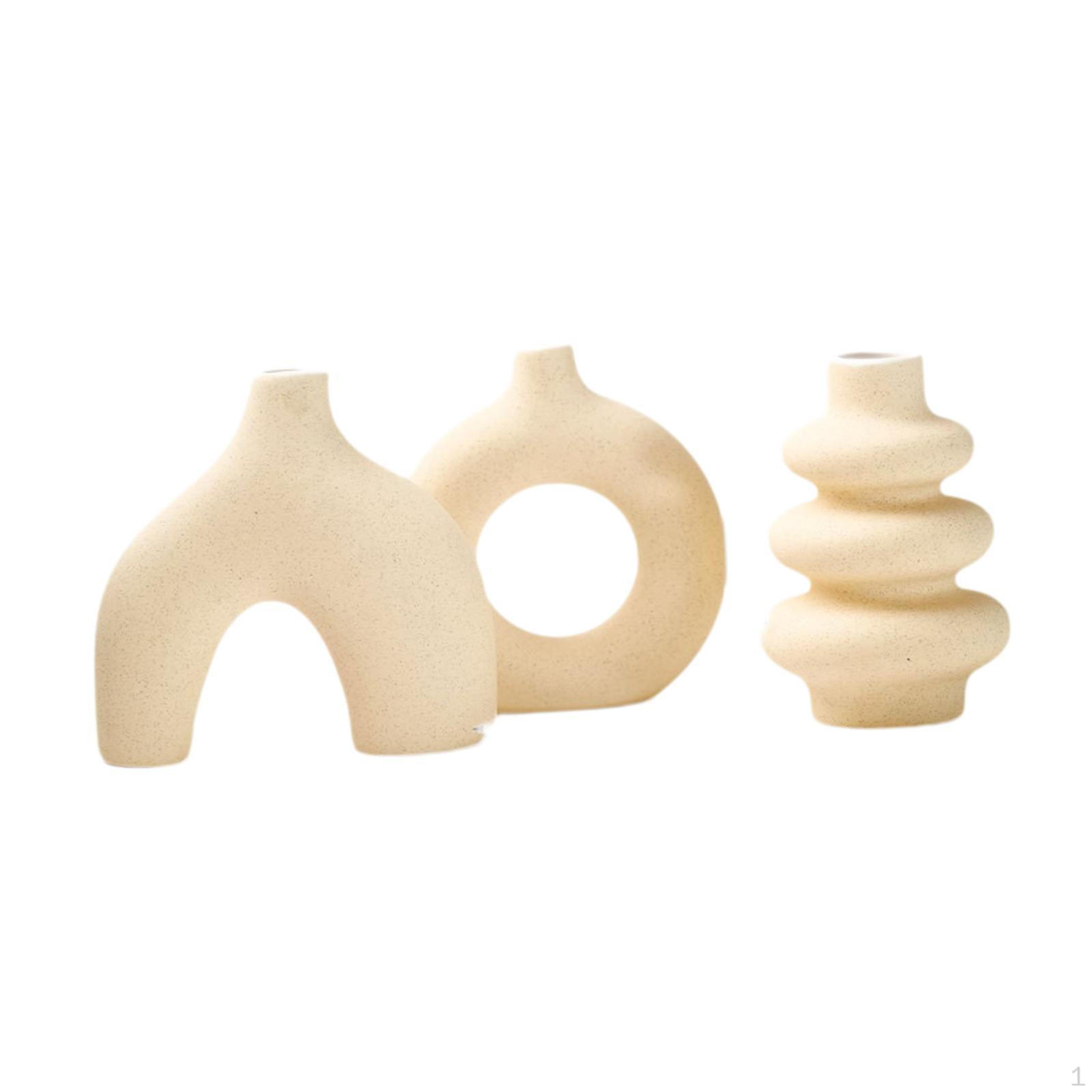 

3 Pieces Ceramic Vase Decorative Flower Flowerpot for Fireplace Table Centerpiece Desk Holiday жёлтый