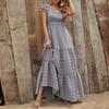 Maxi Abito Estivo Boho da Donna con Stampa Floreale Ditsy, Scollo a V, Vita Alta, Maniche a Volant, A Balze, Casual, per Vacanze al Mare