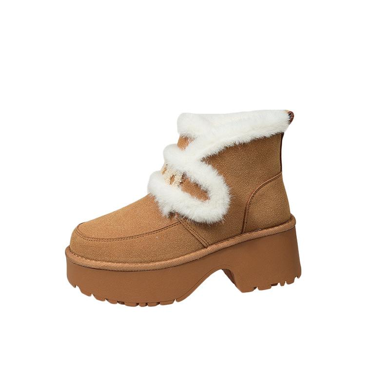 Women's soft elastic winter warm cold padded snow boots thick bottom non-slip wear outdoor leisure sports cotton shoes