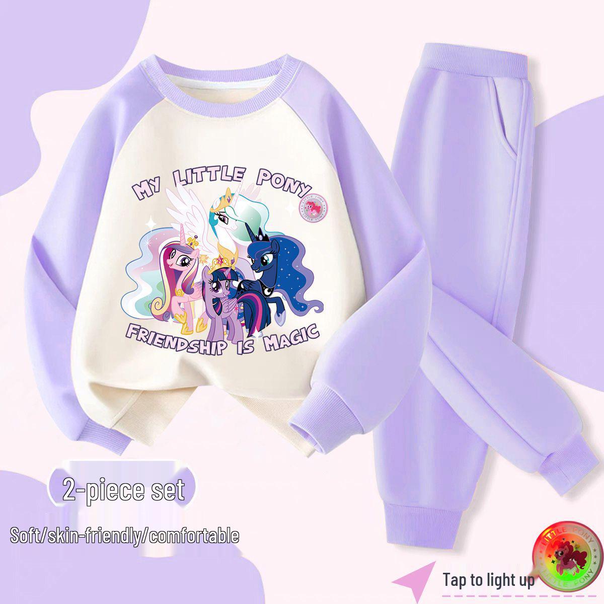 

Комплект спортивной одежды для девочек My Little Pony Осень 2025 в корейском стиле с цветными точками 160 cm