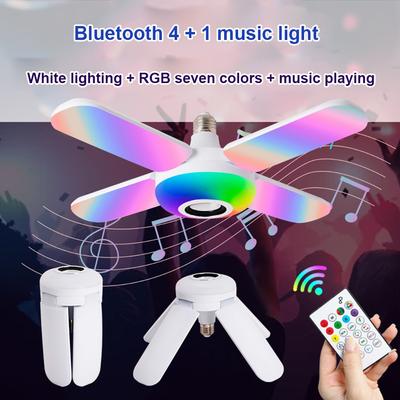 50W LED מתקפל בעל ארבעה עלים E27 RGB מנורת תקרה מעוותת מנורת תקרה צבעונית מתקפלת אינטליגנטית מנורת נורת מאוורר