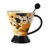 Good Looking Flowers High Foot Coffee Cup with Spoon Commercial Souvenir Ceramic Design Niche Cup High End and Exquisite