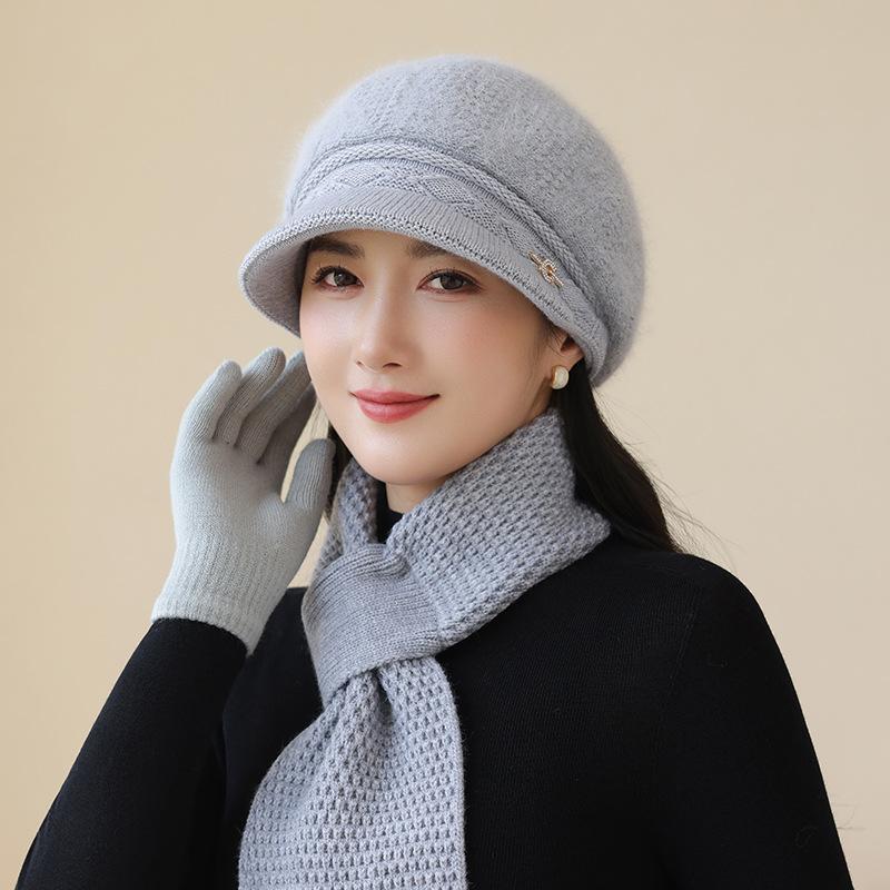 Winter Mother Hat Women's Fashion Wool Hat In The Elderly Cold Warm Rabbit Hair Knitted Hat