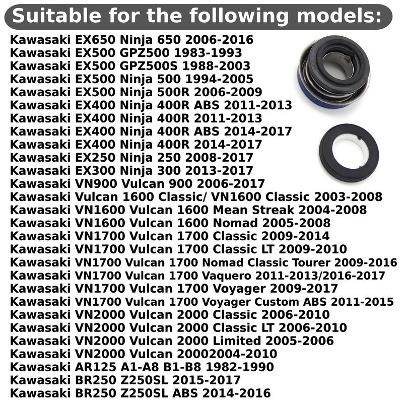 Motorcycle Water Pump Mechanical Seal For Kawasaki EN450 Vulcan 454LTD EN500 ER500 ER-5 ER-6F Ninja 650 ER-6N ER400 ER-4N EX650