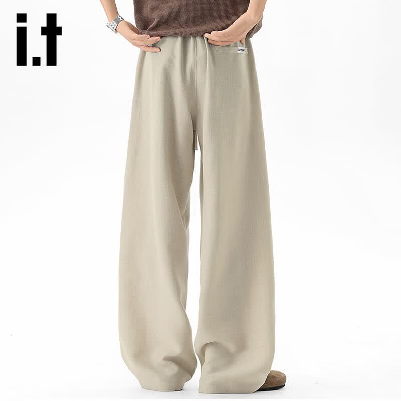 Izzue IT Men's Ice Silk Straight-Leg Casual Pants