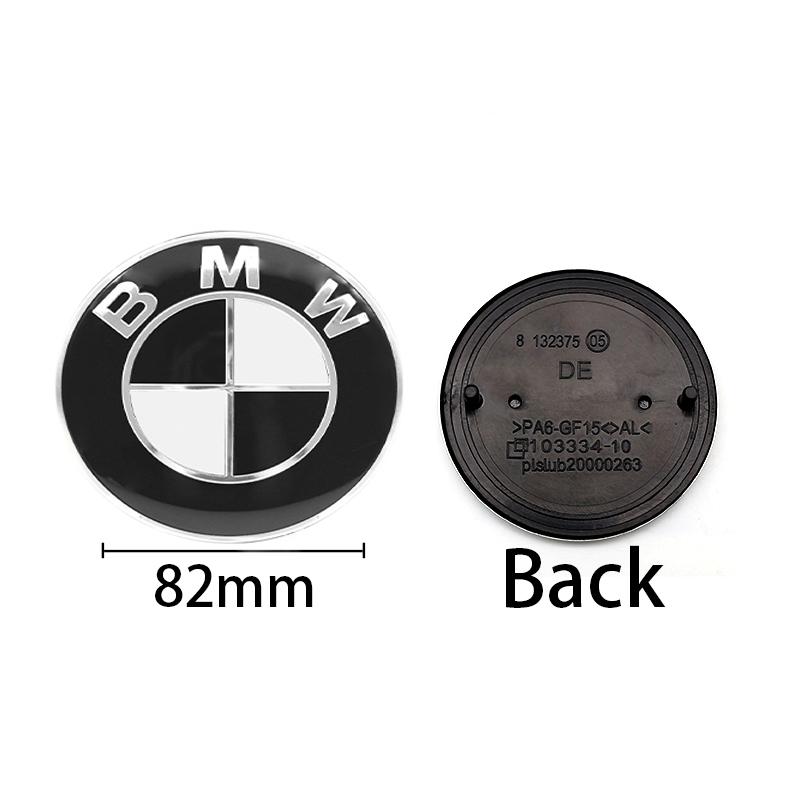 Car Black White BMW Logo Front Hood Emblem 82mm Rear Badge 74mm Wheel Hub Cap 68mm 56mm steering wheel sticker 45mm Accessories