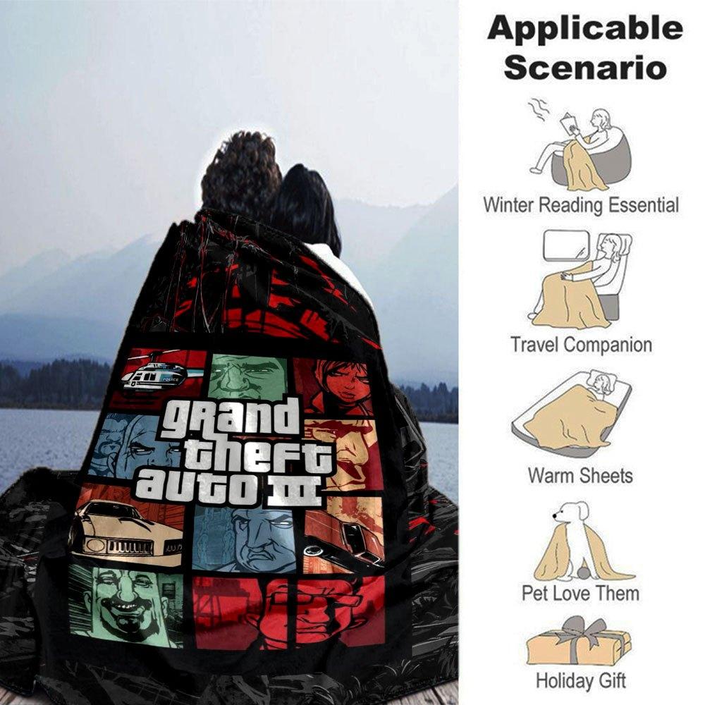 1pc Grand Theft Auto Soft Flannel Blanket with Designer Print A cozy blanket for all seasons, perfect for the couch, bed, office