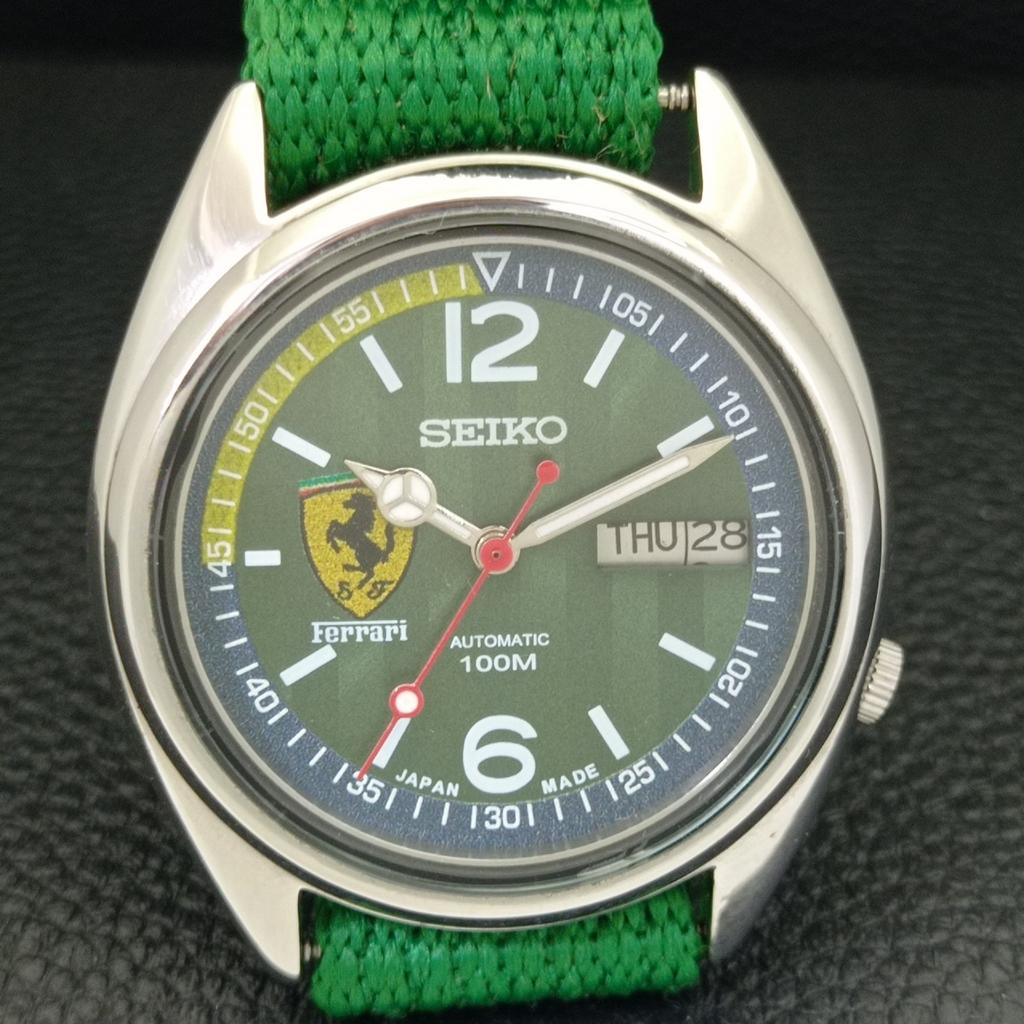 VINTAGE SEIKO AUTOMATIC 7009A JAPAN MENS FERRARI DIAL WATCH a700506-5