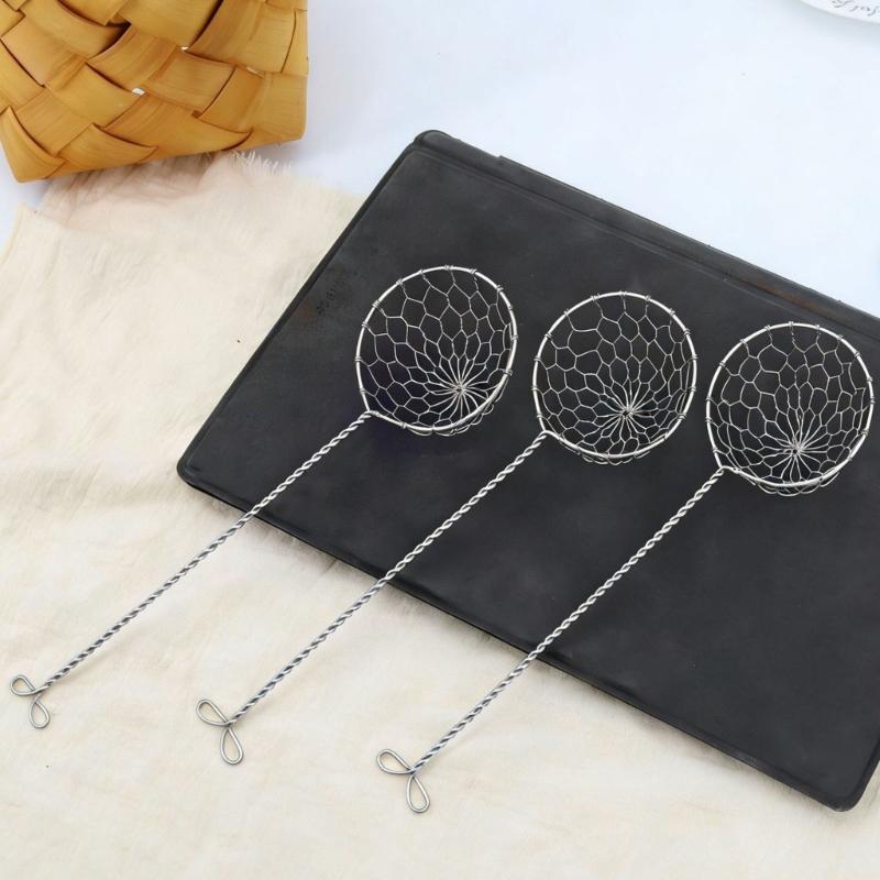 Pack of 6 High Quality Handmade Nonrust Steel Strainers Textured Grip and Hook Efficient Cooking Tasks