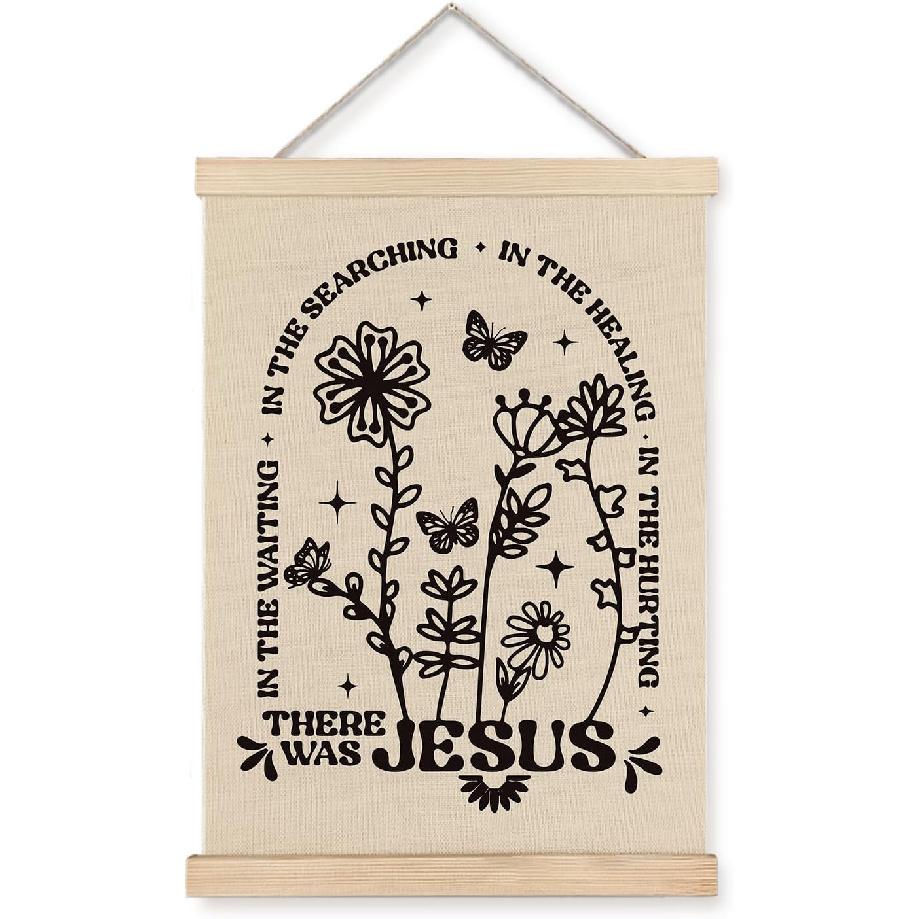 BearCake Blue Christian Prayer Wall Art Canvas Decor,When My Heart is Overwhelmed Psalm 61 : 2 Bible Verses Wall Art Decor for Prayer Room, 12x16 Gua Hua-jesus