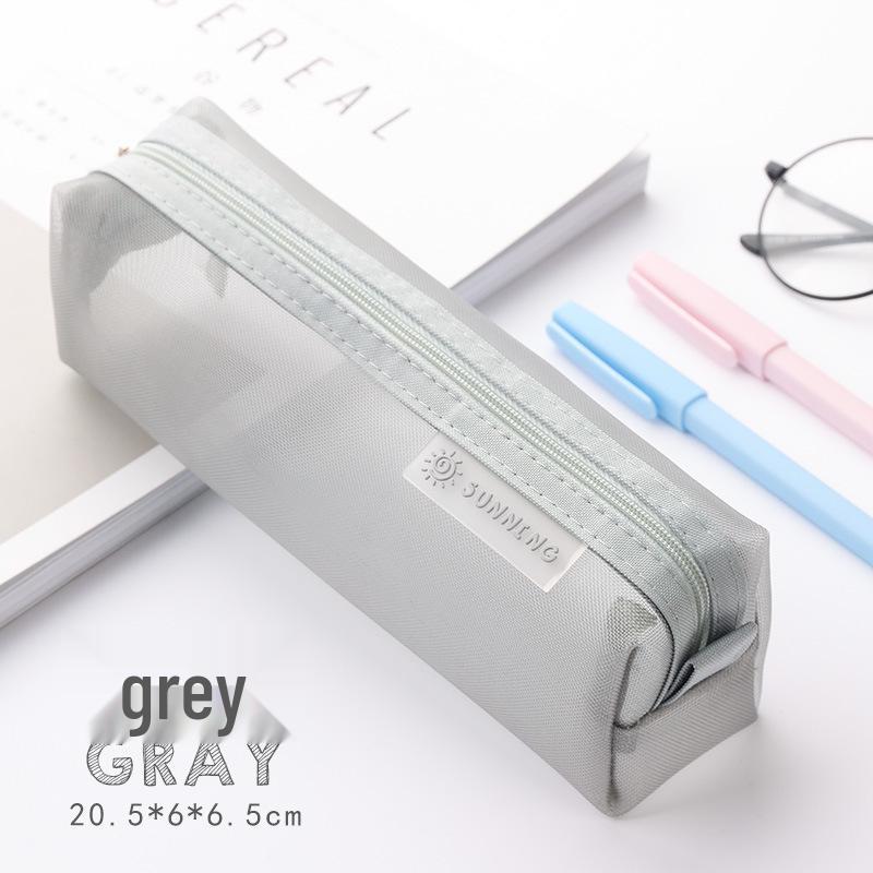 Korean Minimalist Transparent Mesh Pencil Case - Cute & Fresh Japanese Style Stationery Bag for Students
