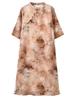 Johnature Chinese Style Ramie High Quality Dress Spring Summer Stand Retro Women A-Line Print Floral Dresses