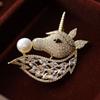 Bo Xin Yun Luxury Rhinestone Unicorn Pearl Brooch: High-End Clothing Accessory & Gift