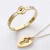 Lock Bracelet & for Key Necklace Set Heart Bangle for Men Women Couple for Titanium Steel Jewelry for Wedding Anniversar