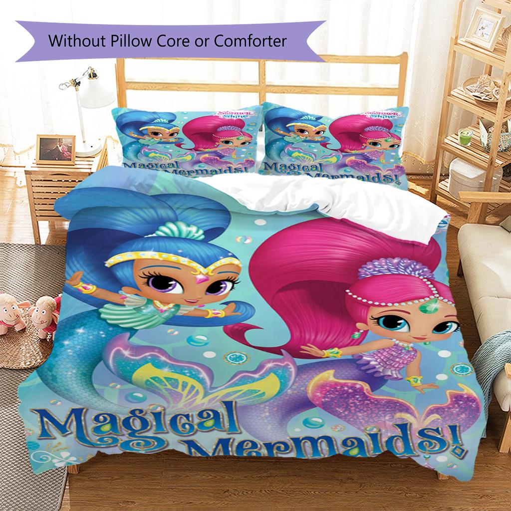 Set Copripiumino Trapuntato con Fantasia Shimmer and Shine Federa Decorazione per la Casa Regalo (1 * copripiumino + 2 * federa, senza nucleo)
