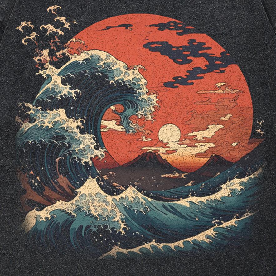 Streetwear Sun Wave Grafik-T-Shirt