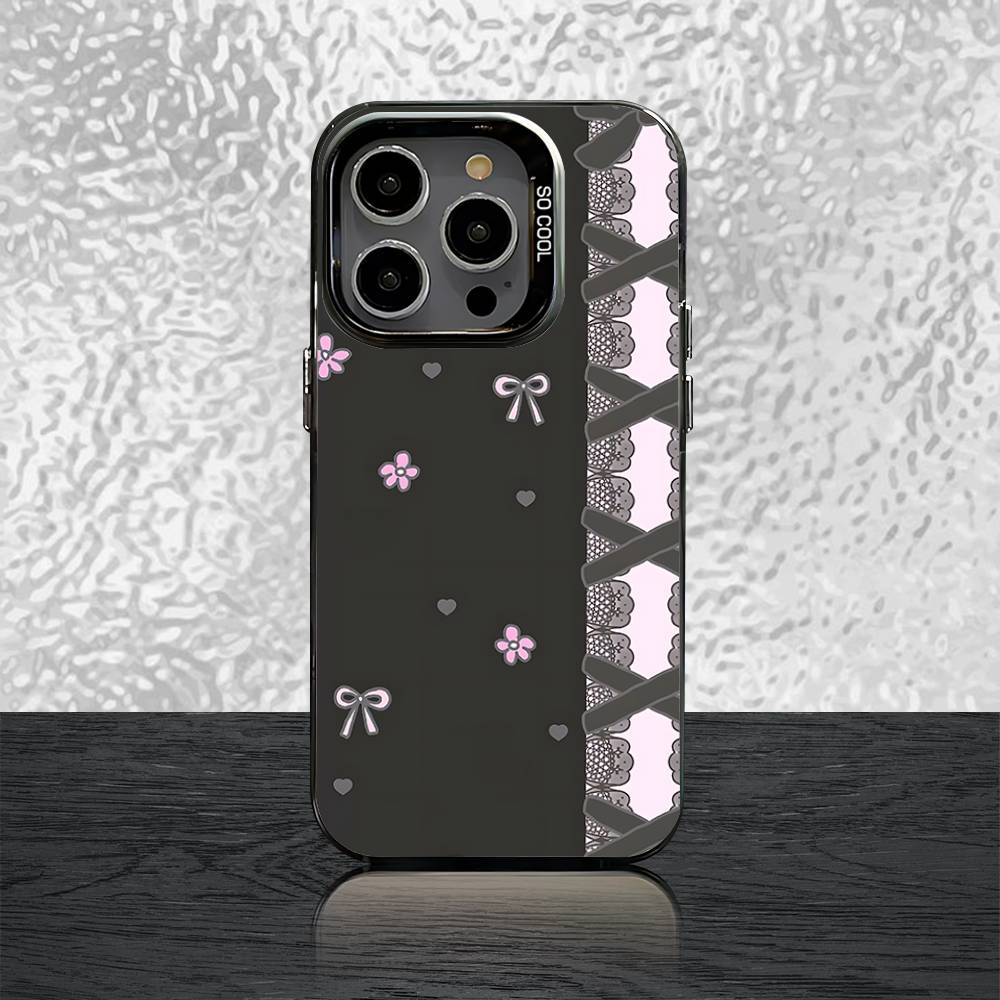

Jirai Kei Cute Girl Phone Case For iPhone 16,15,14,13,12,11,Pro,Max,Plus,Mini,SE Black White Matte Shockproof Cover iPhone12mini