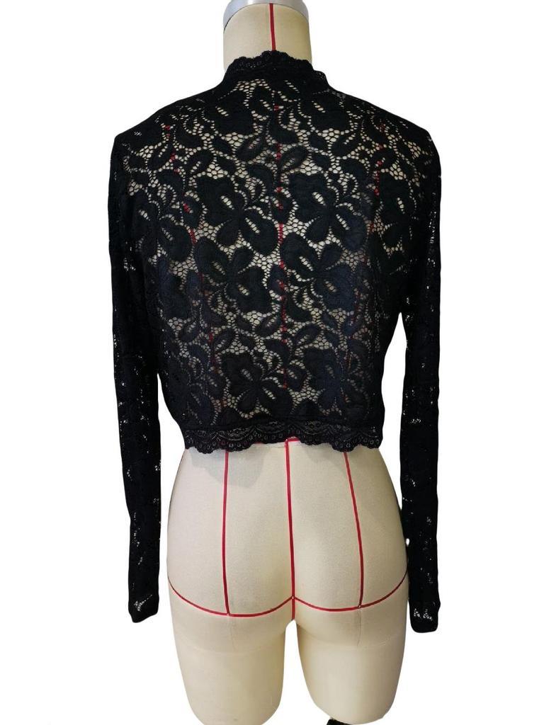 2025 Elegant Women's Lace Trim Patchwork Cardigan