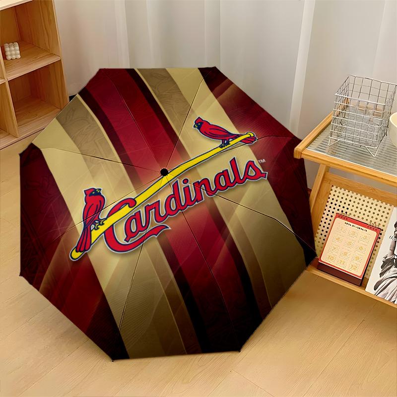 St. Louis Cardinals Print Auto 8?Ribs Folding Umbrella Wind Resistant Lightweight Automatic Umbrella For Daily Travel