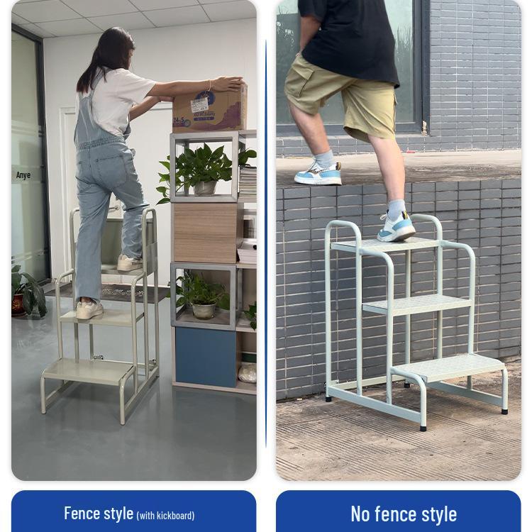 Adjustable Warehouse & Supermarket Ladder Truck: High-Reach Platform for Order Picking & Shelving Access