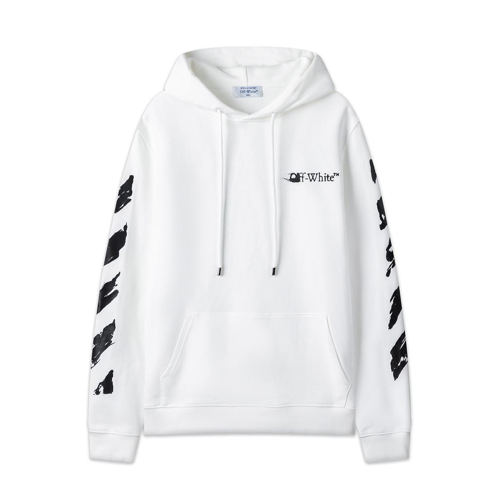 Off-White 2025 Autumn and Winter New Graffiti Arrow Pattern Printed Hooded Sweatshirt for Men and Women