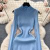 Elegante strass con spalle scoperte manica lunga maglia aderente abito tubino slim basic moda maglione vestido abbigliamento invernale sexy