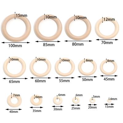 2-20 pièces Anneaux en Bois 15-100mm Arbre d'Herbe Anneaux Circulaires en Bois Naturel Pour Bricolage Artisanat Macramé Fabrication de Bijoux Bracelet Collier Décor