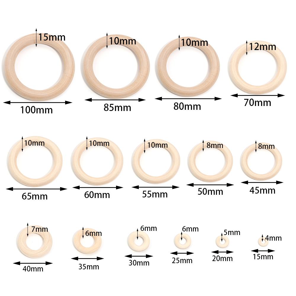 2-20pcs Wooden Rings 15-100mm Grass Tree Natural Wood Circle Rings For DIY Macrame Crafts Jewelry Making Bracelet Necklace Decor