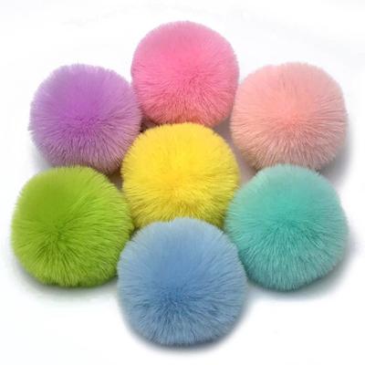 Faux Fur Pom Pom Fluffy Ball with Elastic Loop Cute Plush Ball Bag Charm for Craft Projects Hat Accessories